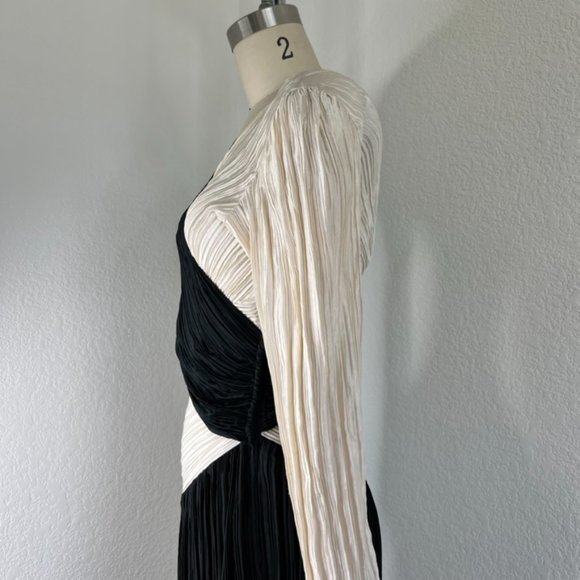 Mary McFadden Brook Shields Color Block Pleated Panel Floor Length Evening Gown - Picture 8 of 13